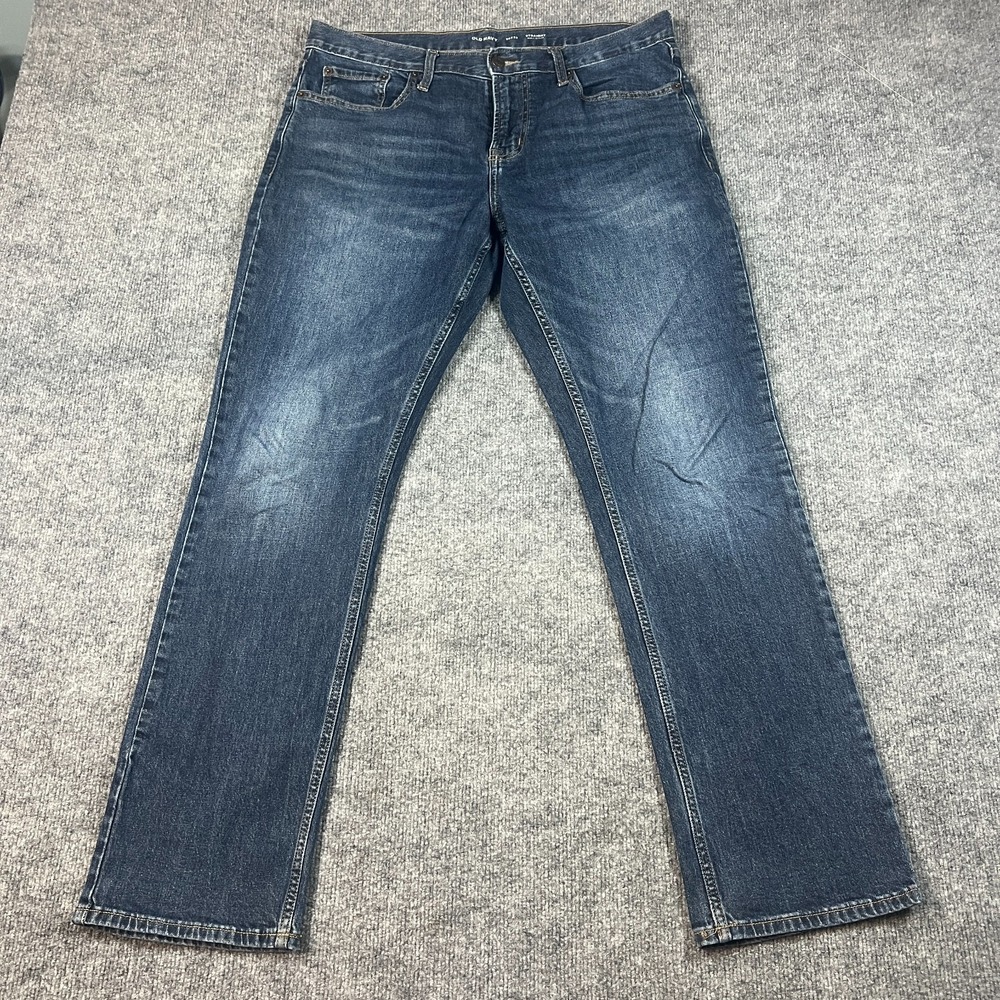 Old Navy Jeans Mens 34X32 Blue Denim Cotton Stretch Built In Flex Straight Leg